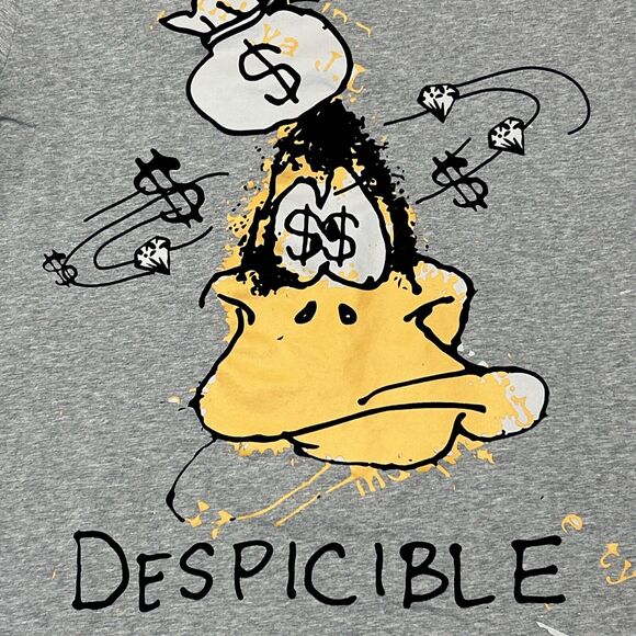 Daffy Duck Shirt Adult Large Gray Looney Tunes Despicible Money Bags Tee Men - Picture 2 of 12